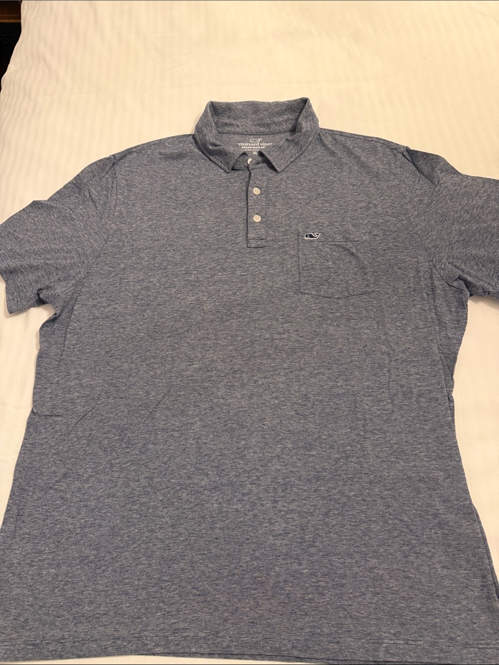 Vineyard Vines Heathered Blue Pocket Polo